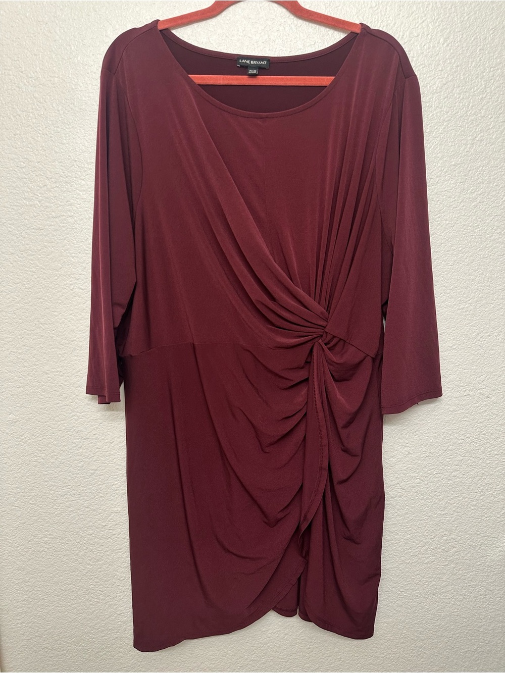 Lane Bryant Wine Draped Knot-Front Midi Dress